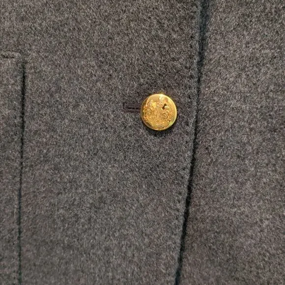 Lauren Ralph Lauren Women's Sz 8 Grey Cashmere Wool Jacket Blazer Gold Buttons - Picture 3 of 6